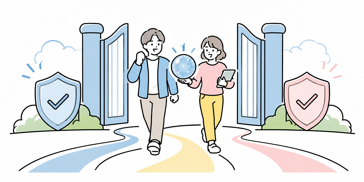 生成AI活用ガイドラインに必ず入れるべき項目 - まとめ：生成AIガイドラインは「止めるため」ではなく「迷わず使うため」の挿絵