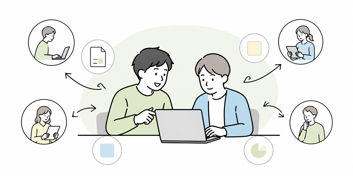 部門別AI研修の設計方法：共通研修から実務研修へ - 研修後の定着は、OJTと共有の仕組みで決まるの挿絵