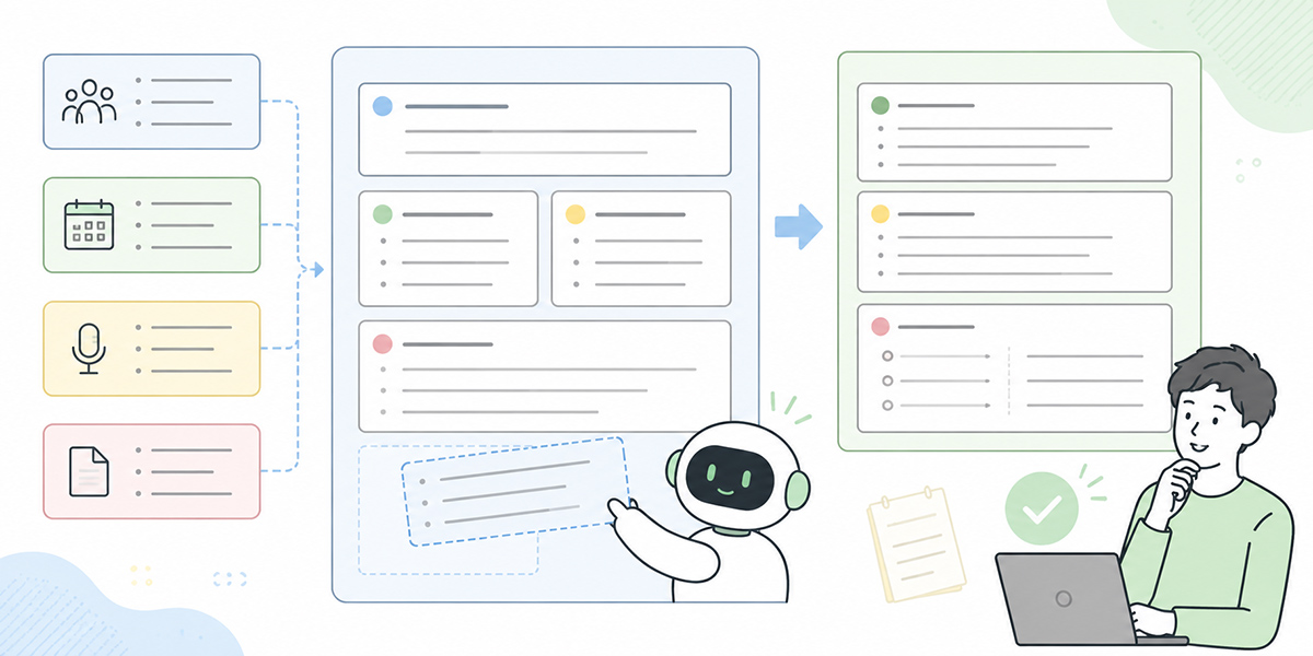 A practical workflow for producing meeting minutes with AI - illustration for ready-to-use prompts for producing AI minutes